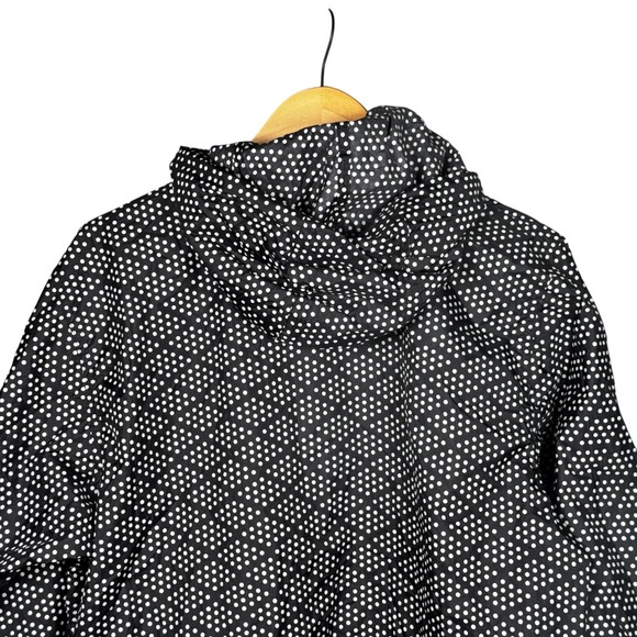ShedRain Women's Black White Polka Dot Hooded Lightweight Rain Jacket Size L - Picture 9 of 14
